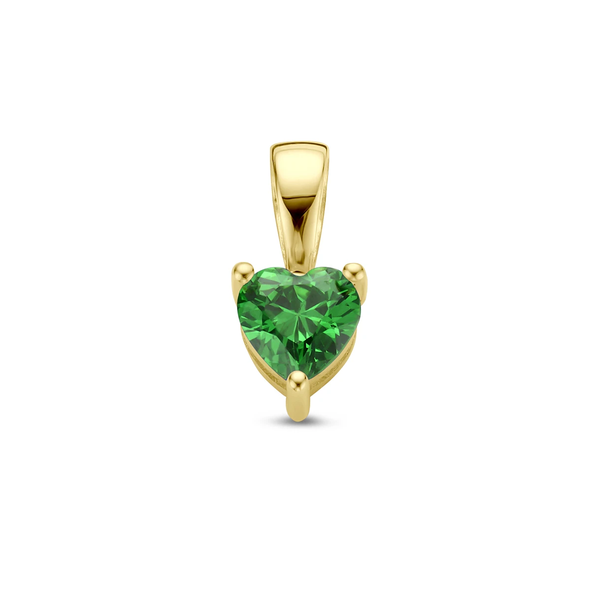 hanger hart met synth. geboortesteen 14K geelgoud