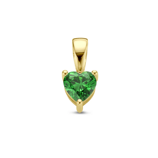 hanger hart met synth. geboortesteen 14K geelgoud
