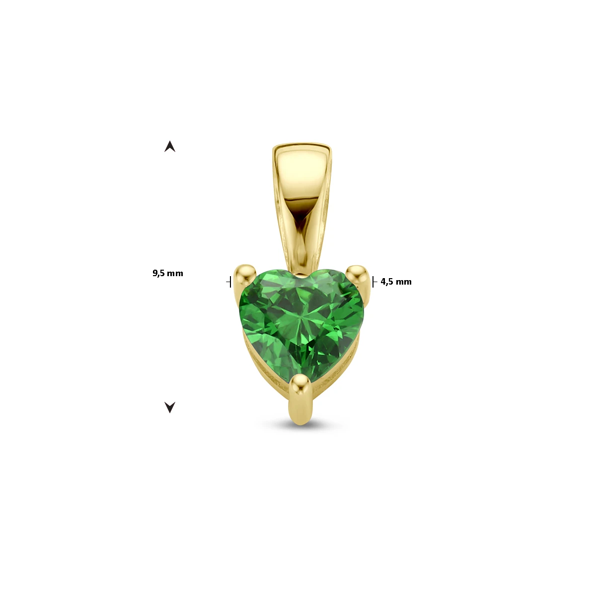hanger hart met synth. geboortesteen 14K geelgoud
