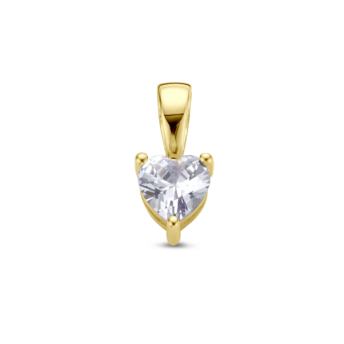 hanger hart met synth. geboortesteen 14K geelgoud