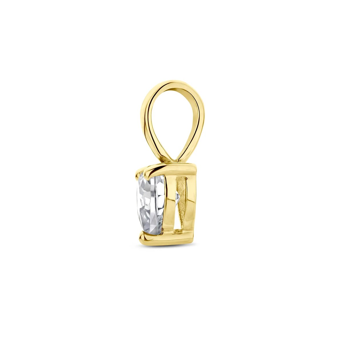 hanger hart met synth. geboortesteen 14K geelgoud