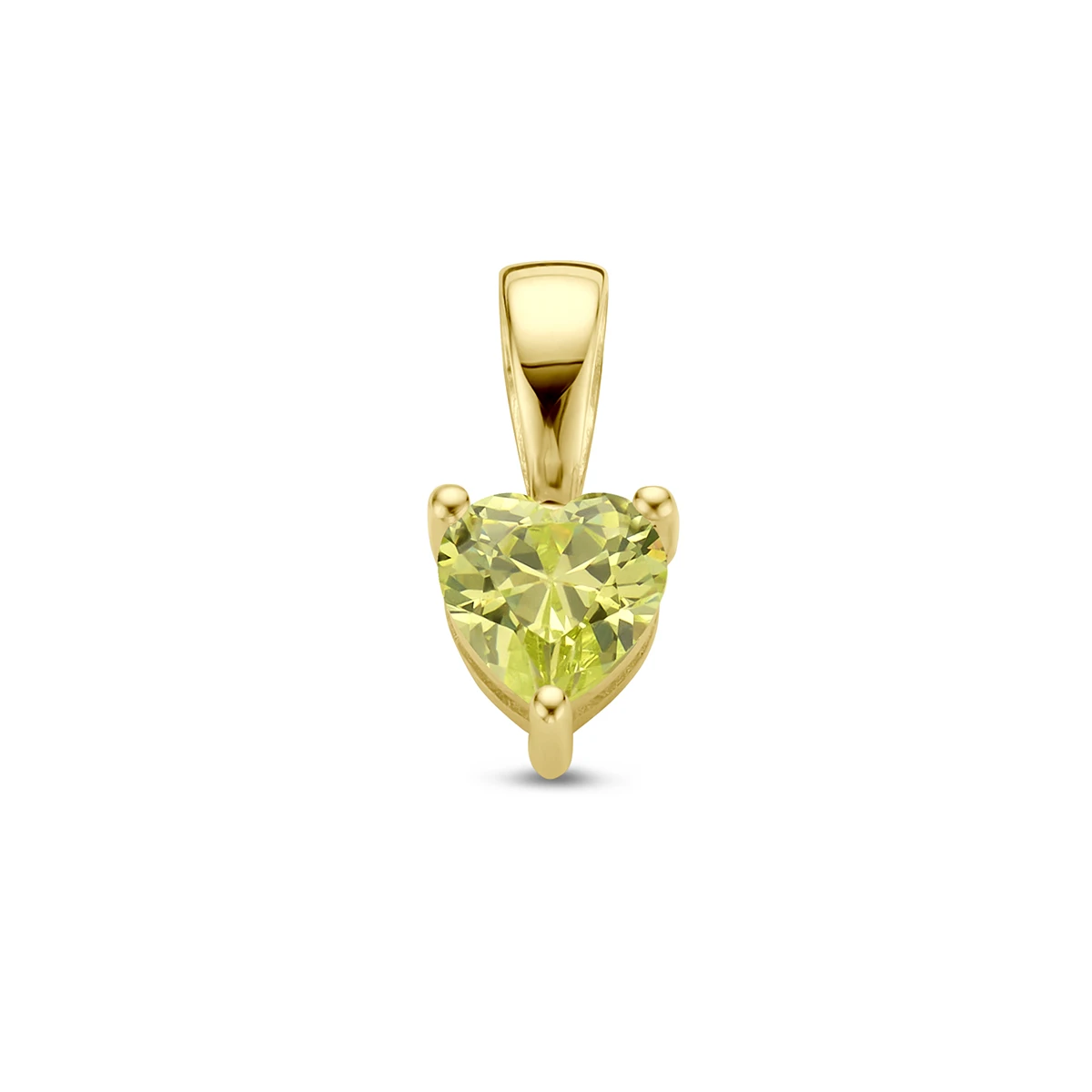 hanger hart met synth. geboortesteen 14K geelgoud