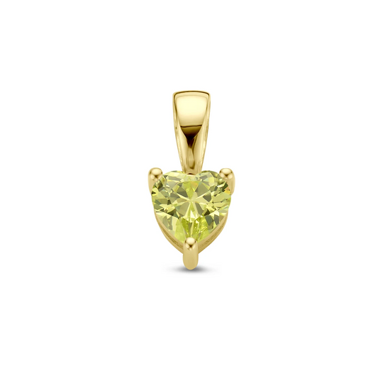 hanger hart met synth. geboortesteen 14K geelgoud