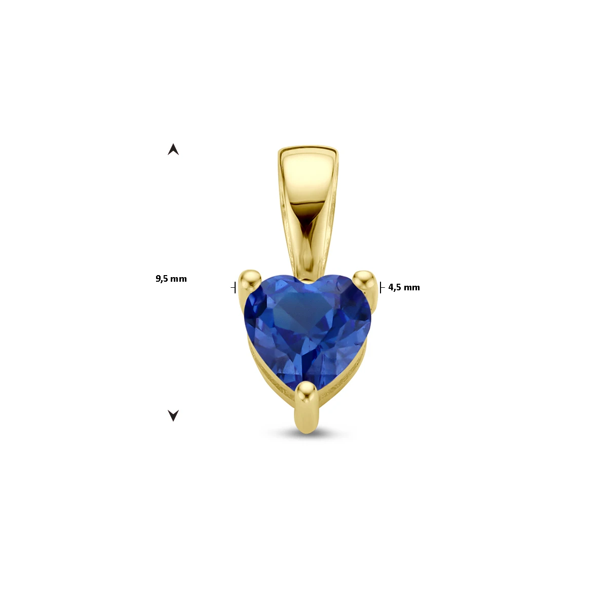 hanger hart met synth. geboortesteen 14K geelgoud