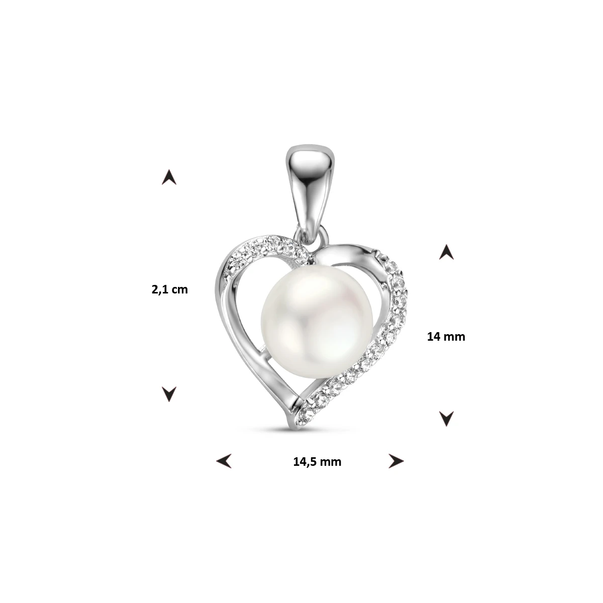 hanger hart parel en zirkonia zilver gerhodineerd