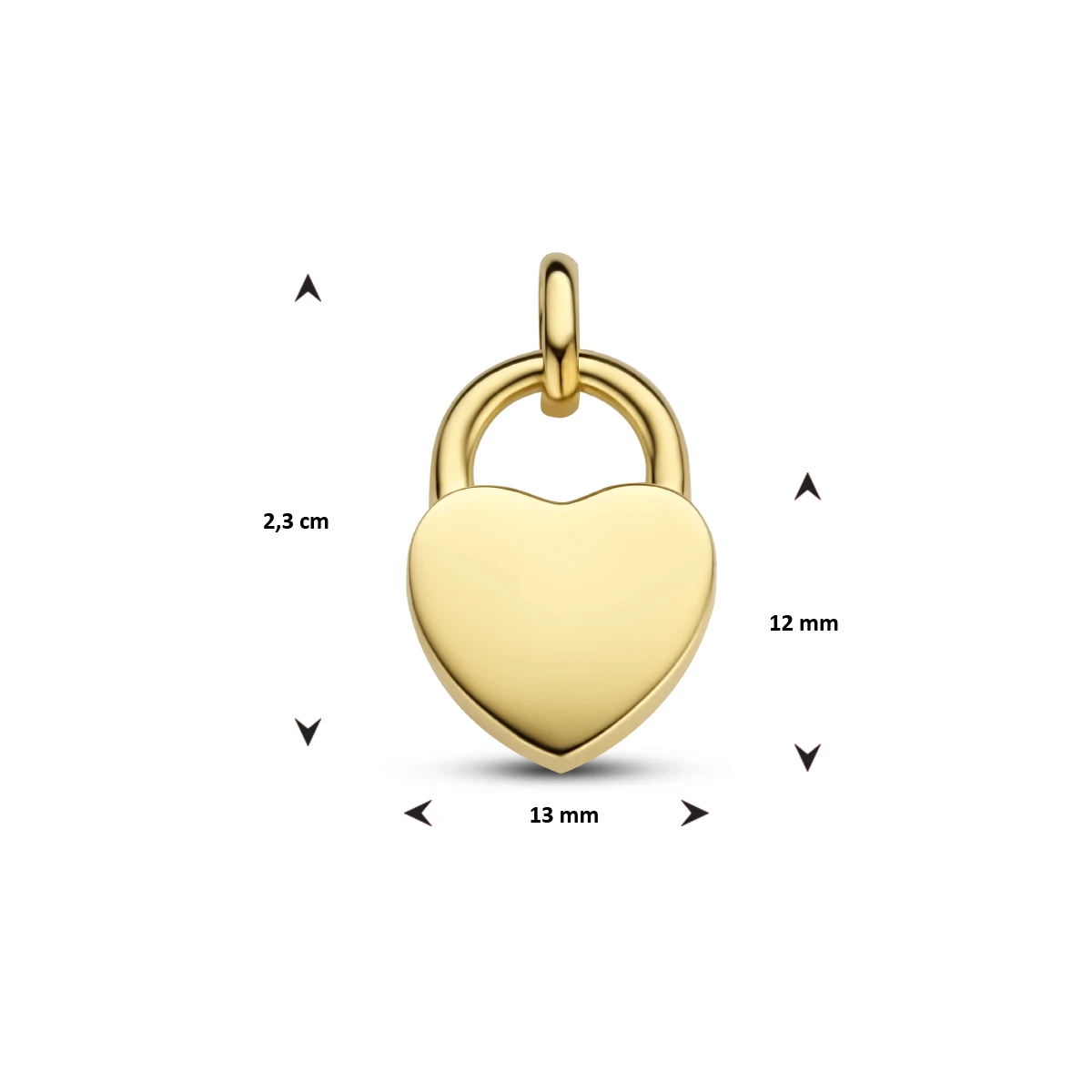 hanger hart slot zilver verguld (geel)