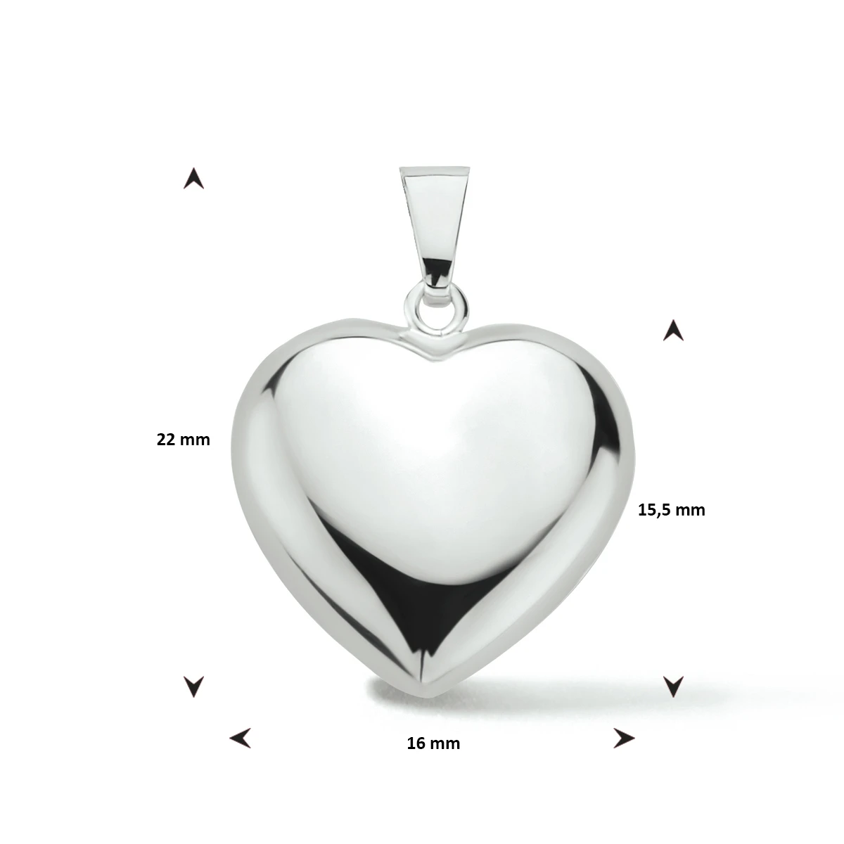 hanger hart zilver gerhodineerd