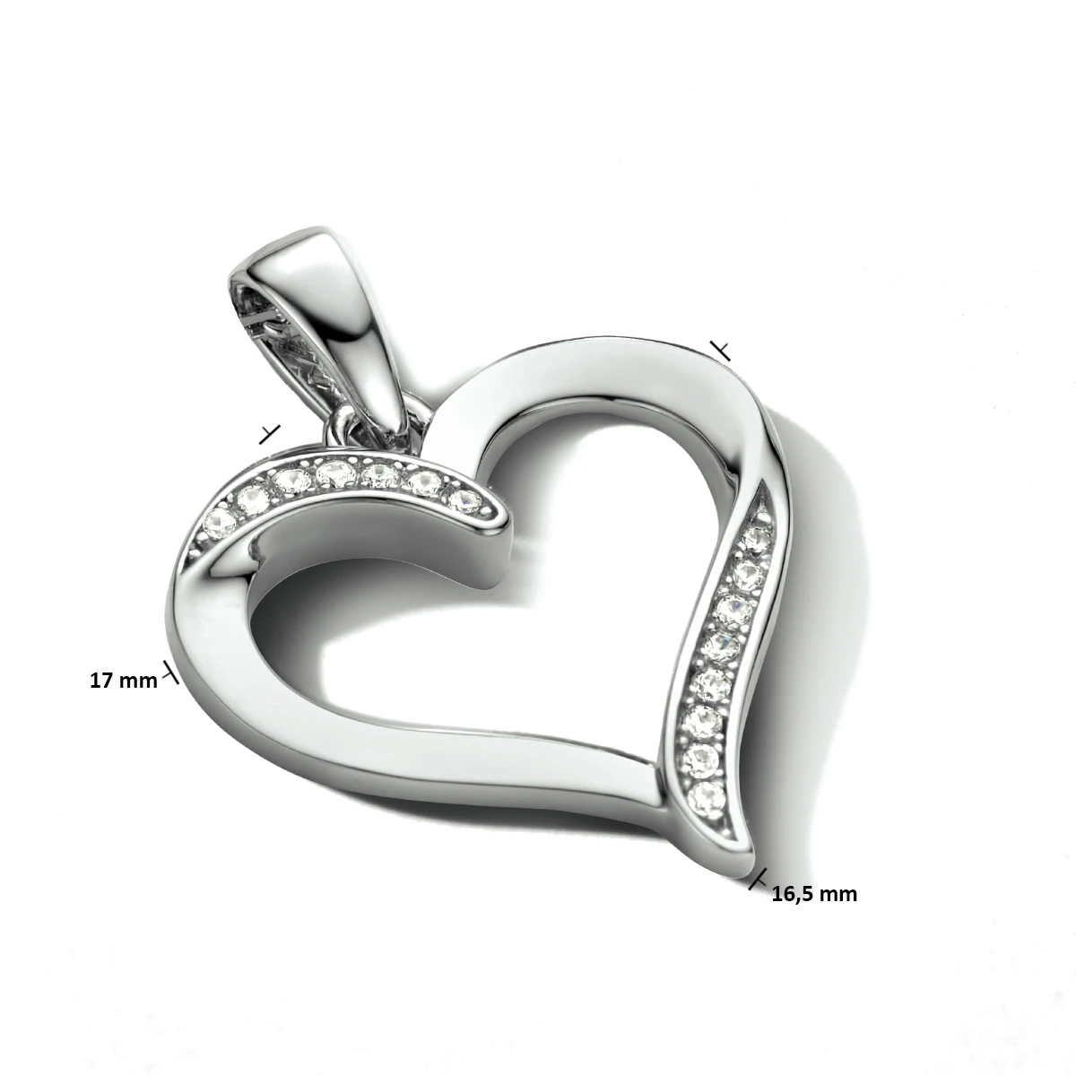 hanger hart zilver gerhodineerd
