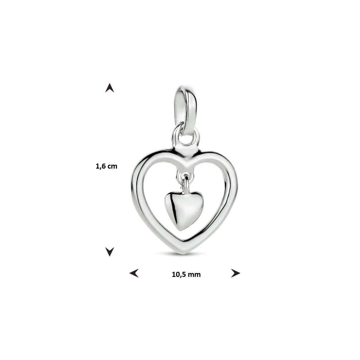 hanger hart zilver gerhodineerd