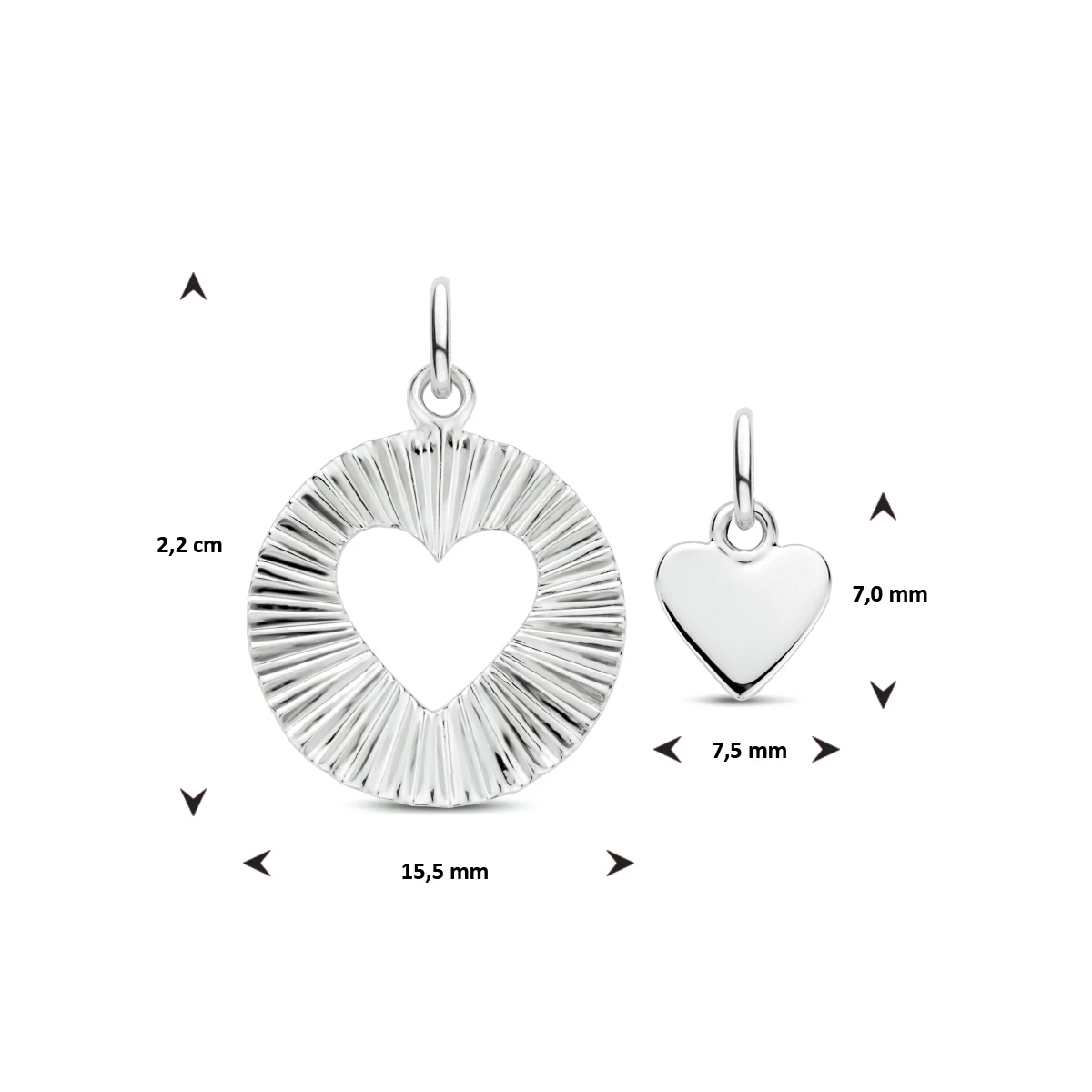 hanger hart zilver gerhodineerd