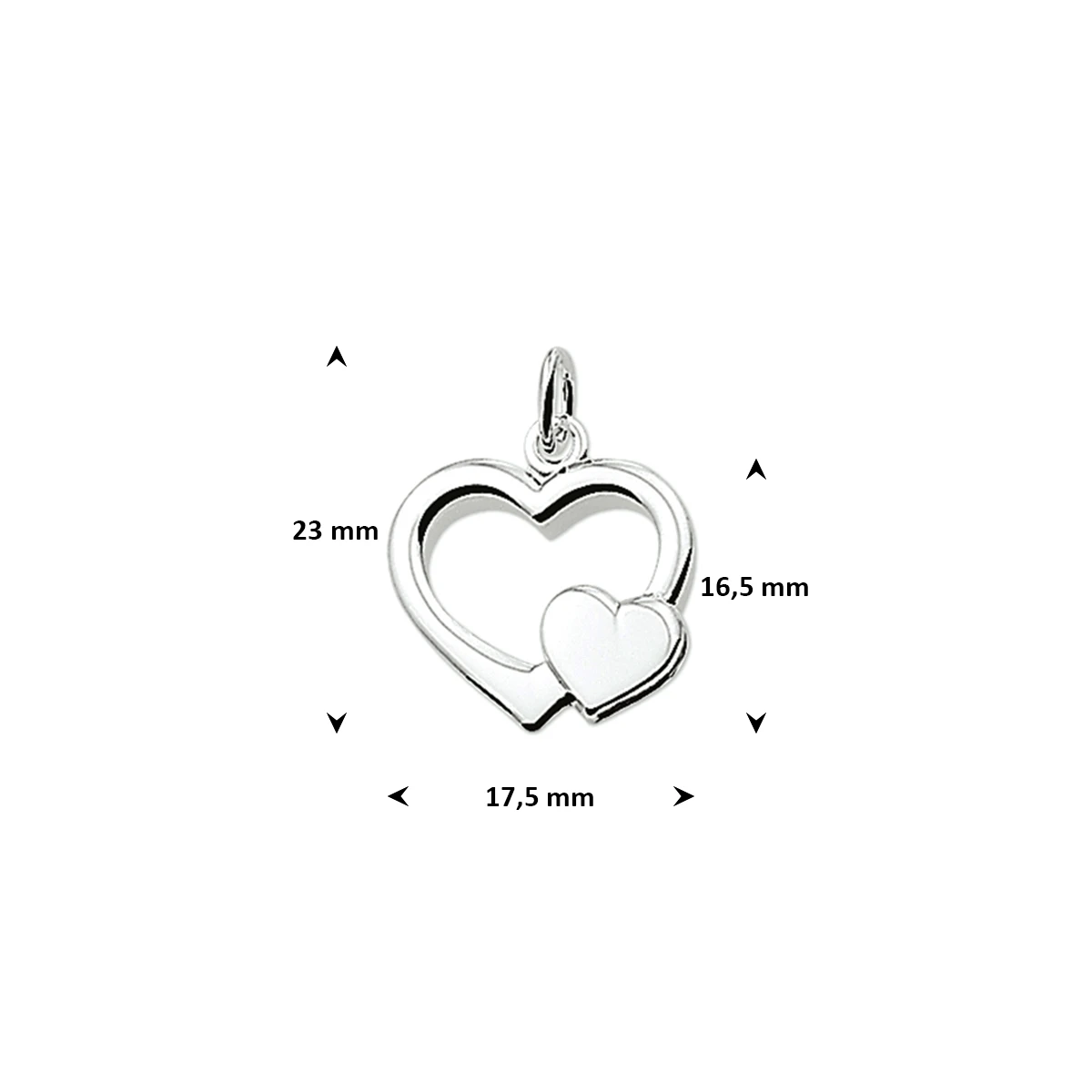 hanger hart zilver gerhodineerd