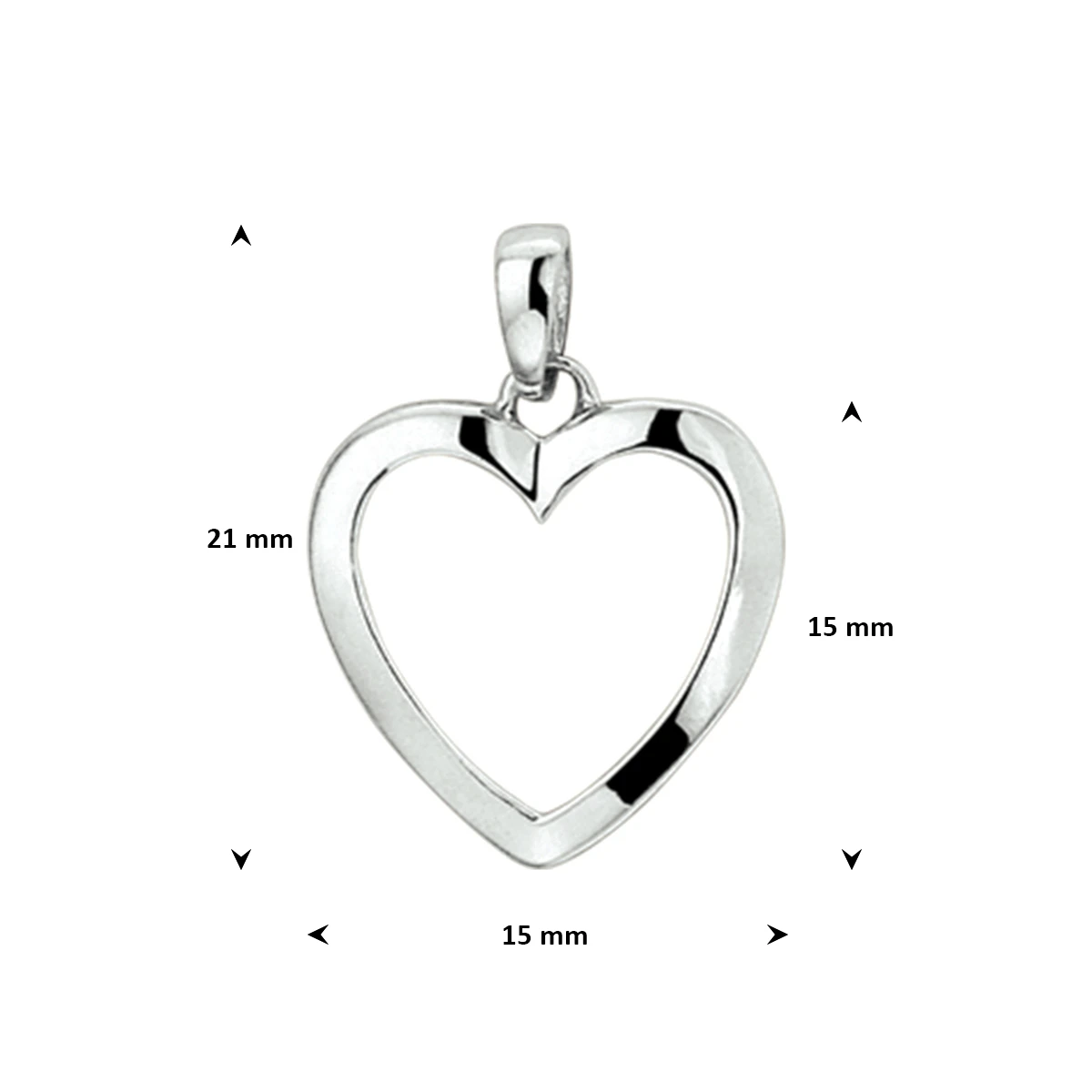hanger hart zilver gerhodineerd