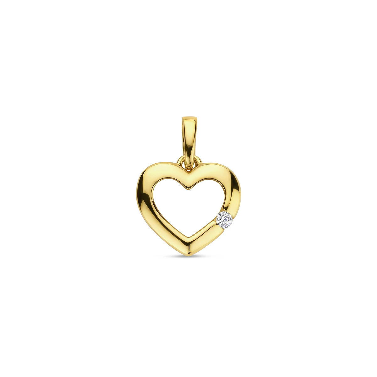 hanger hart zirkonia 14K geelgoud