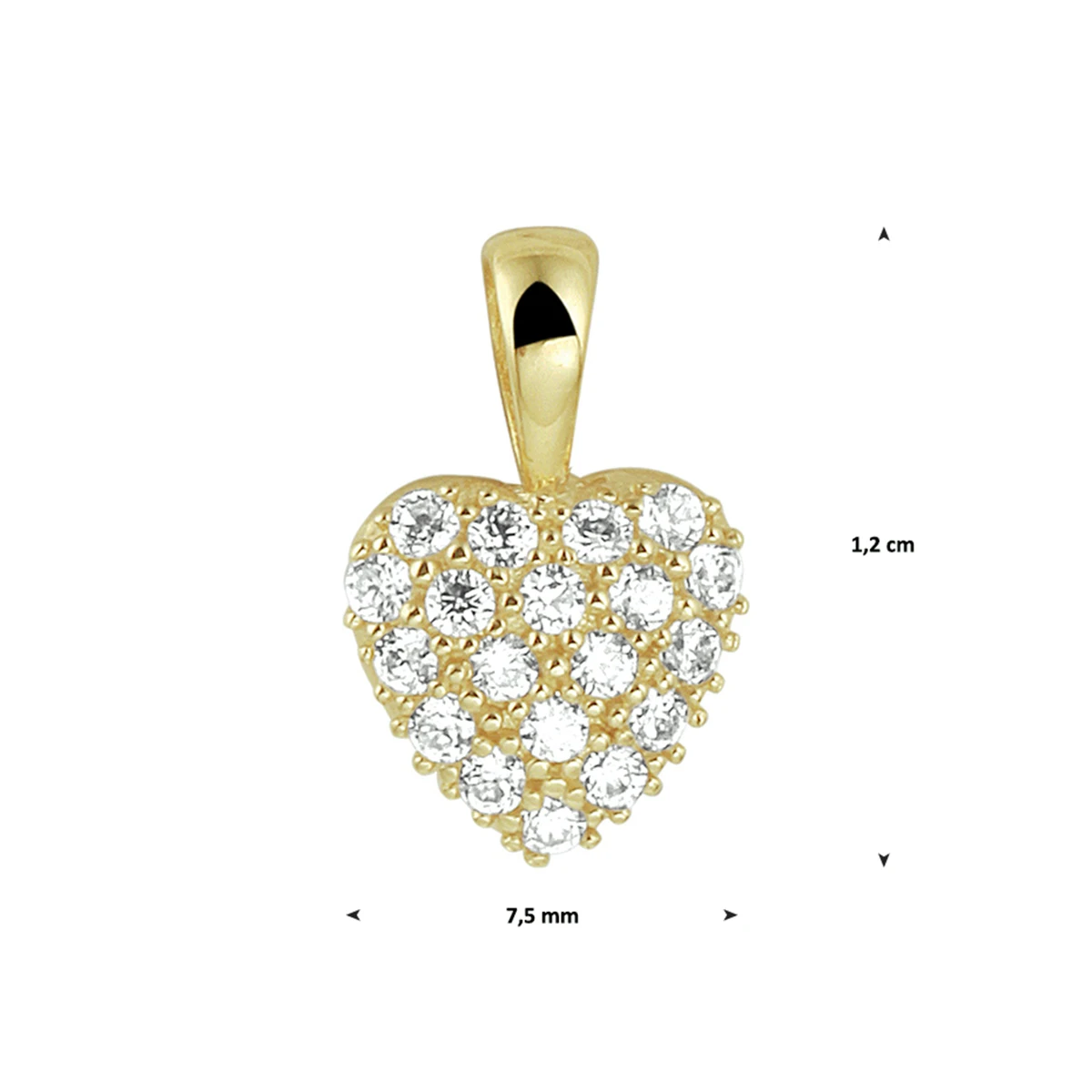 hanger hart zirkonia 14K geelgoud