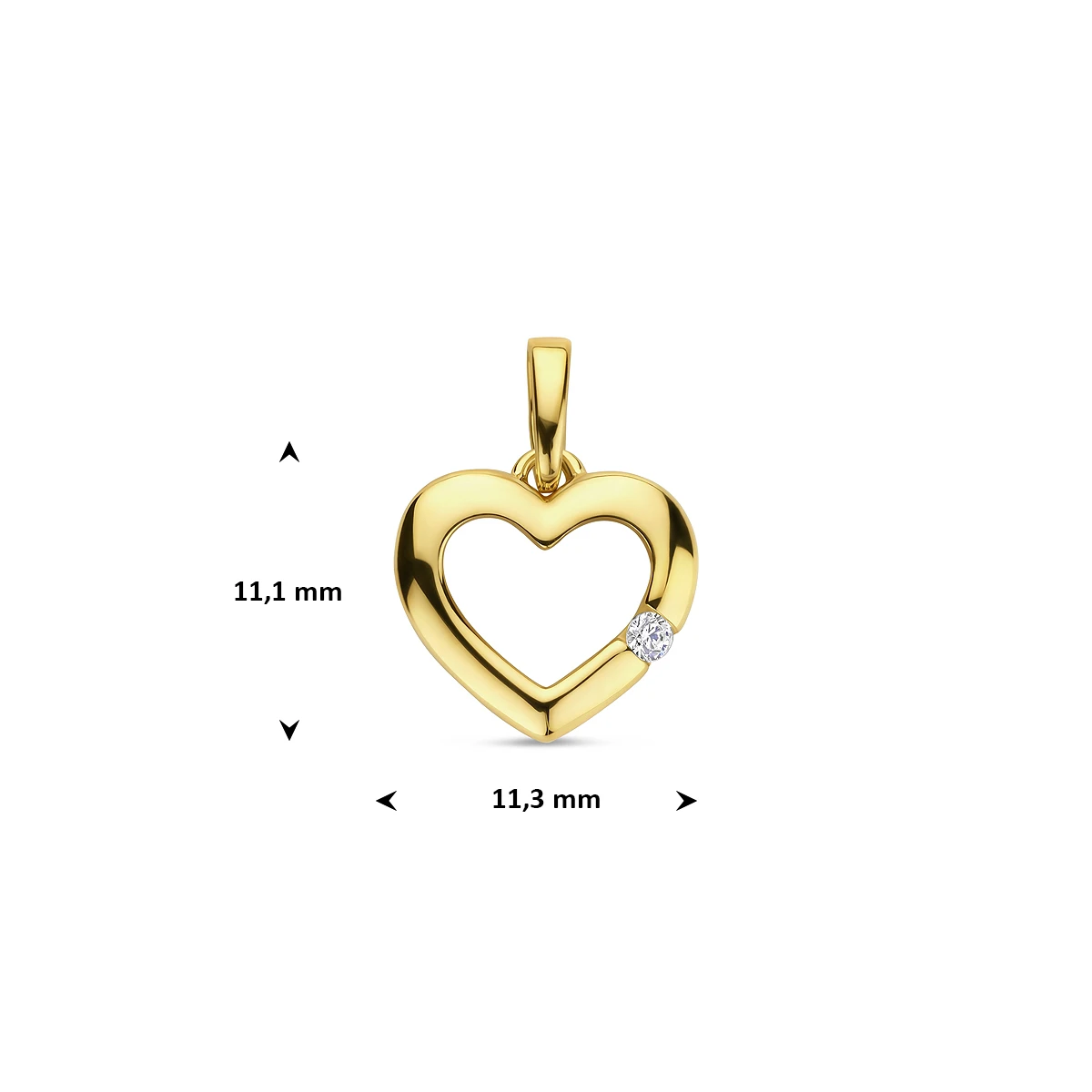 hanger hart zirkonia 14K geelgoud