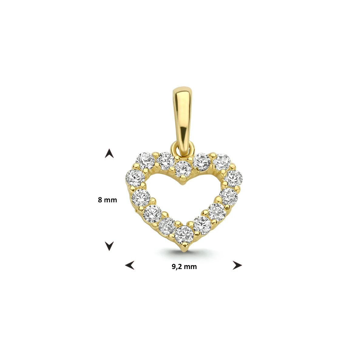 hanger hart zirkonia 8 mm 14K geelgoud