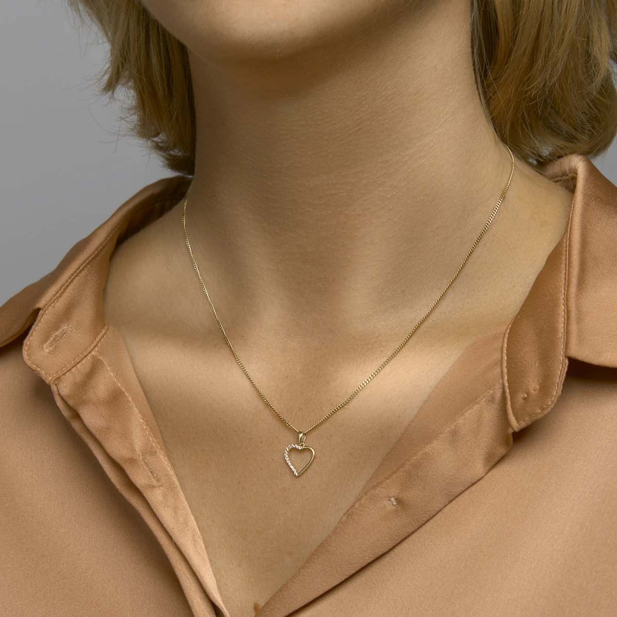 hanger hart zirkonia 14K geelgoud