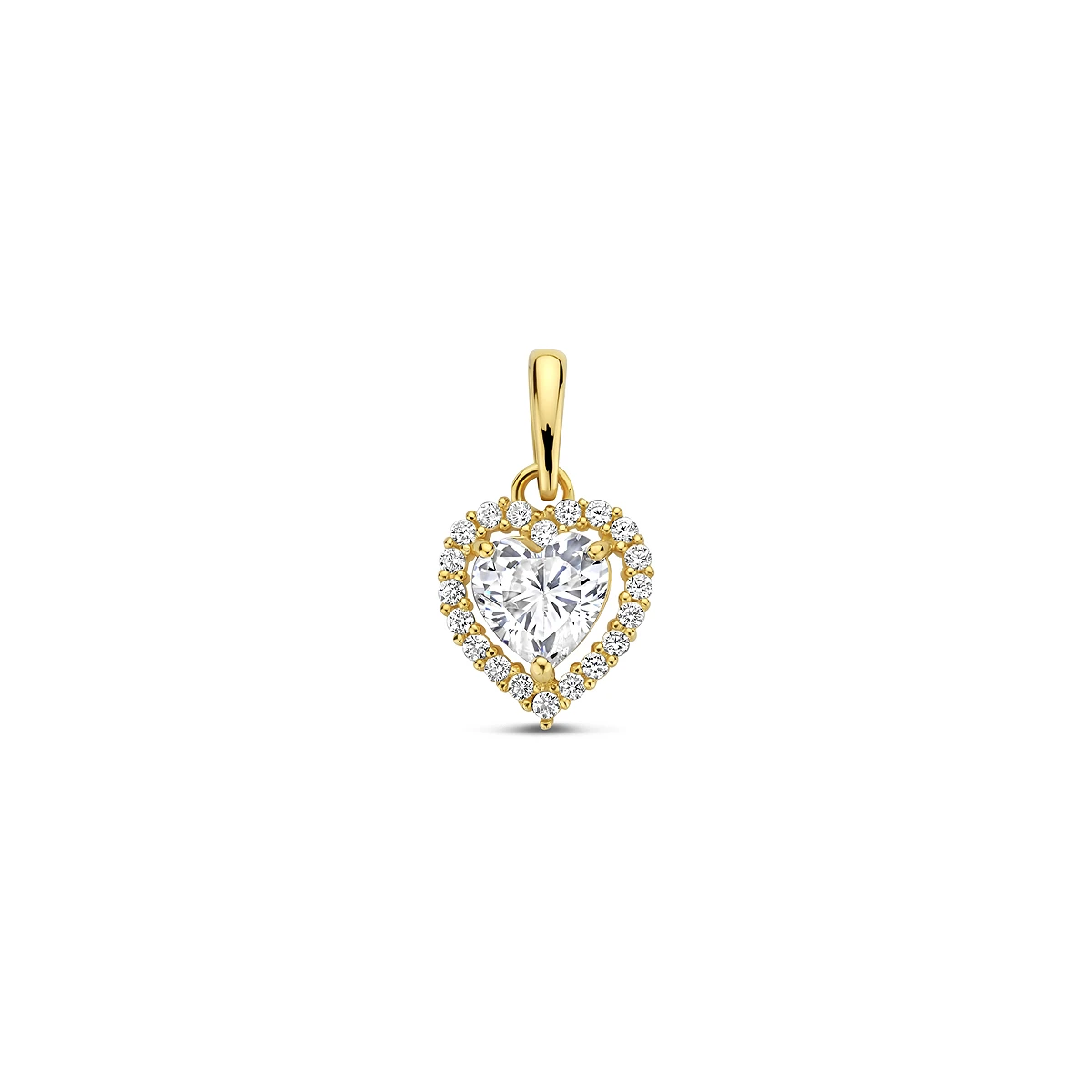 hanger hart zirkonia 14K geelgoud