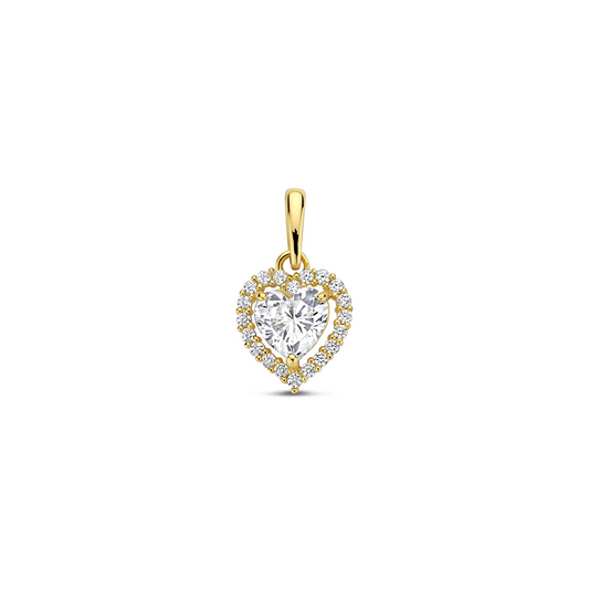hanger hart zirkonia 14K geelgoud