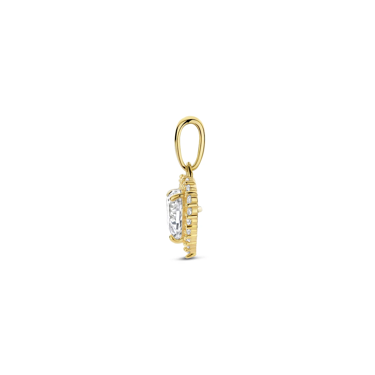 hanger hart zirkonia 14K geelgoud
