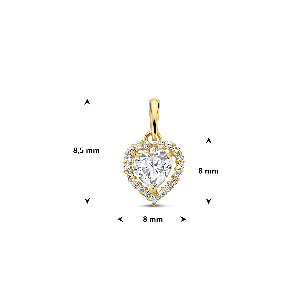 hanger hart zirkonia 14K geelgoud