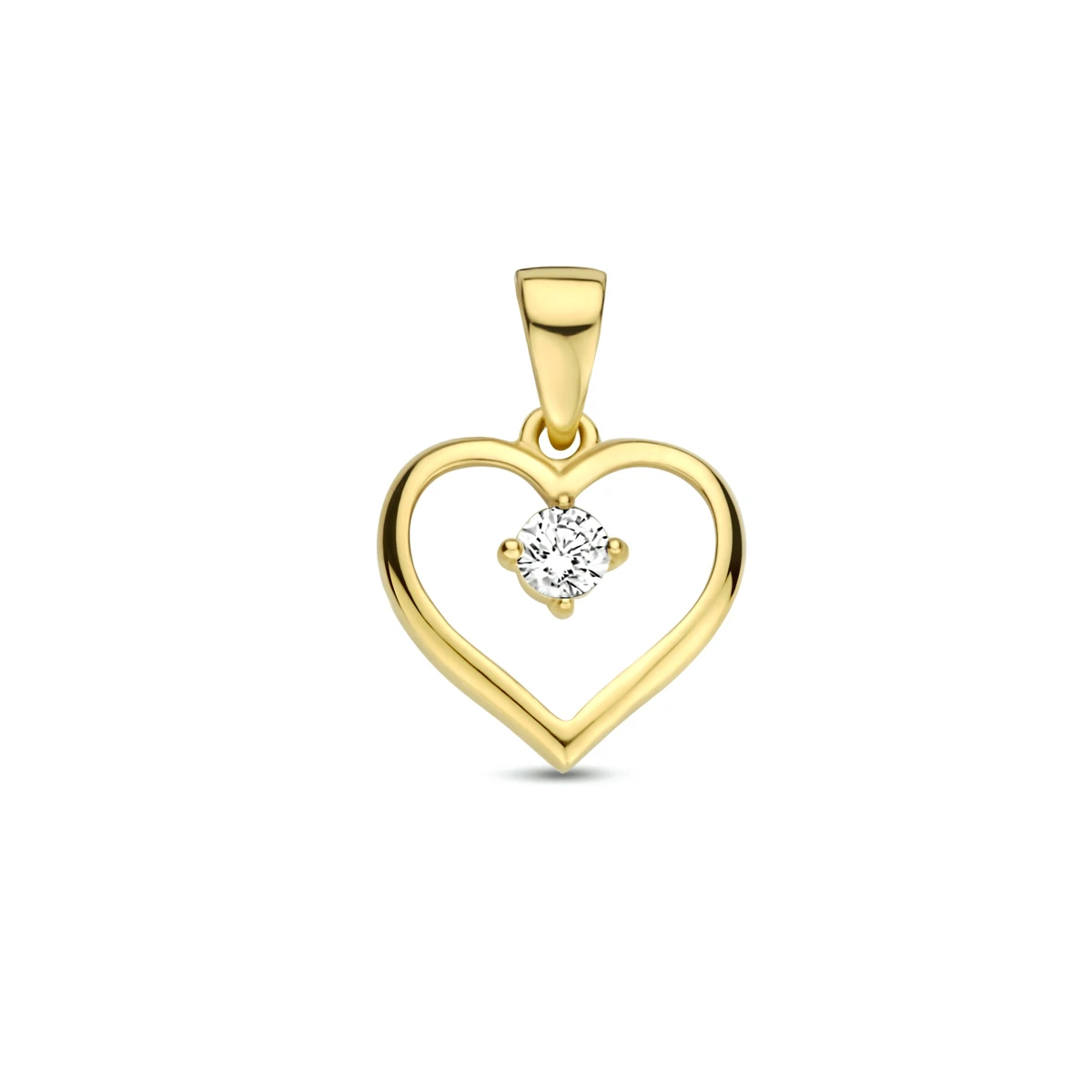 hanger hart zirkonia 9,5 mm 14K geelgoud