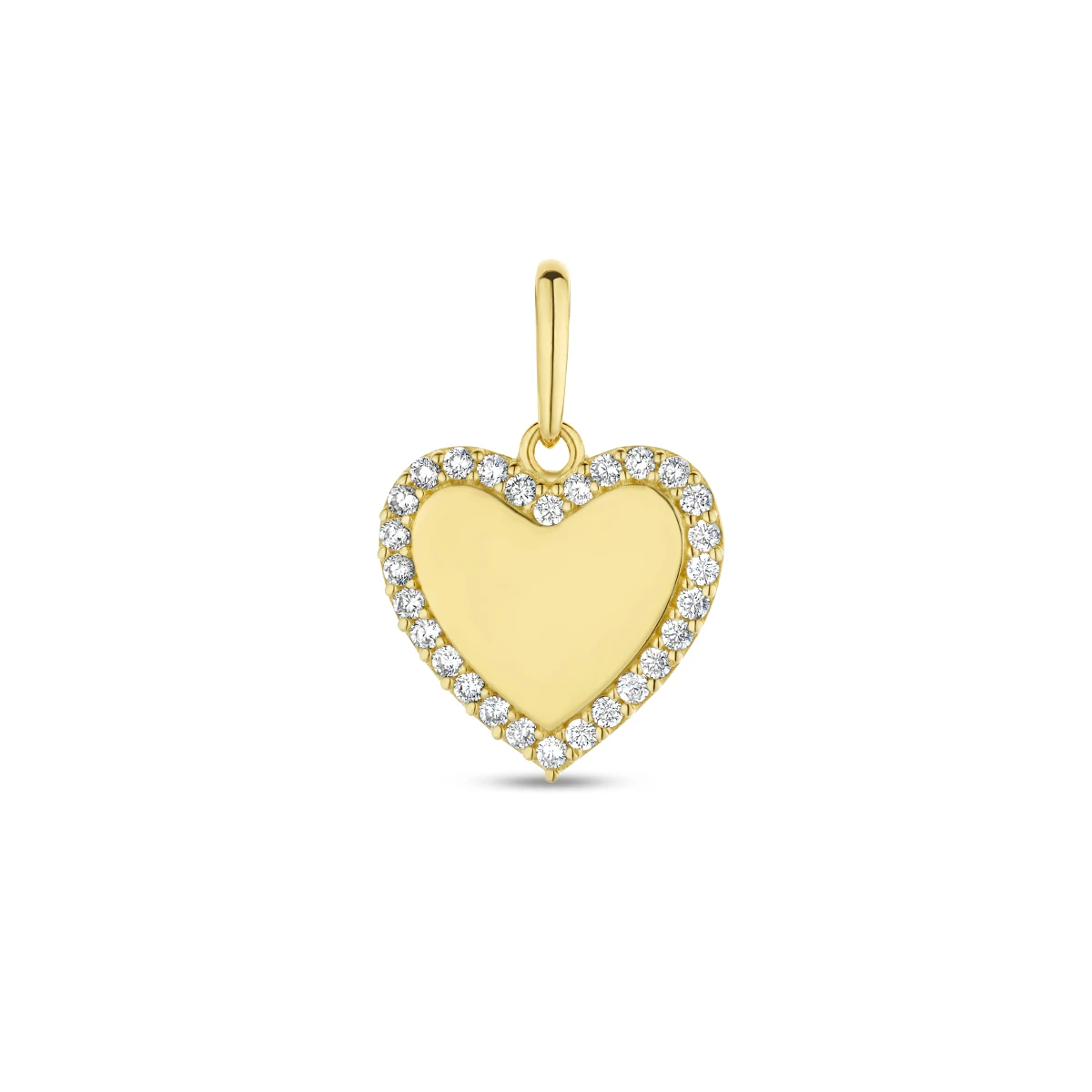 hanger hart zirkonia 14K geelgoud