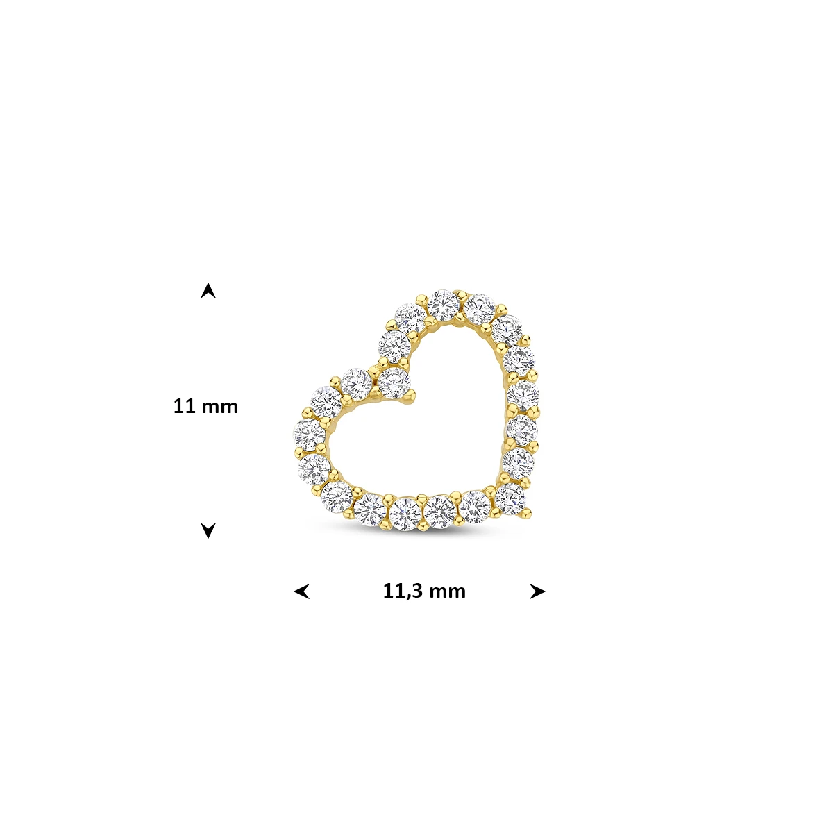 hanger hart zirkonia 14K geelgoud