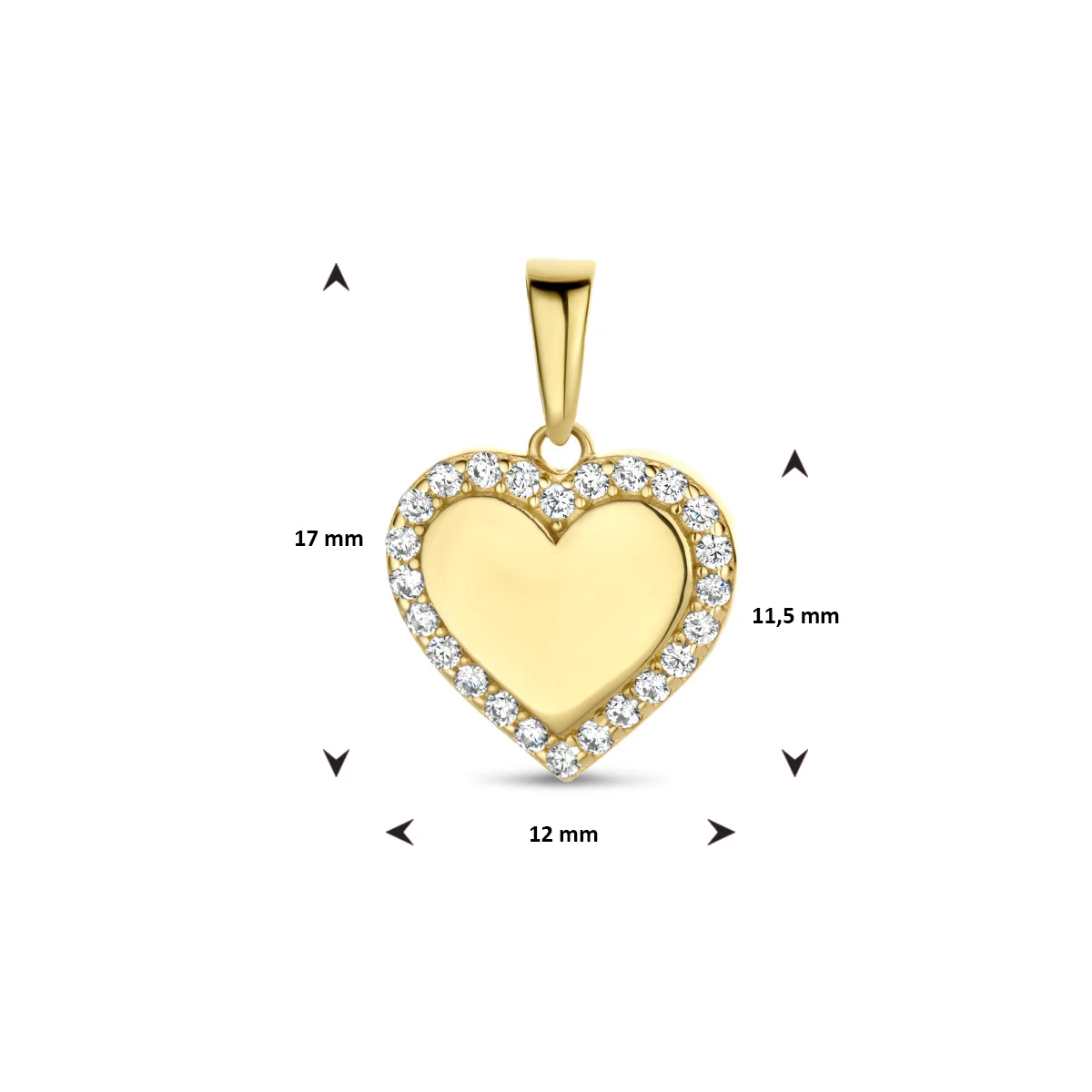 hanger hart zirkonia 14K geelgoud