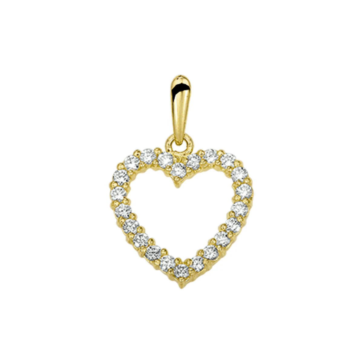 hanger hart zirkonia 14K geelgoud