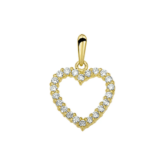 hanger hart zirkonia 14K geelgoud