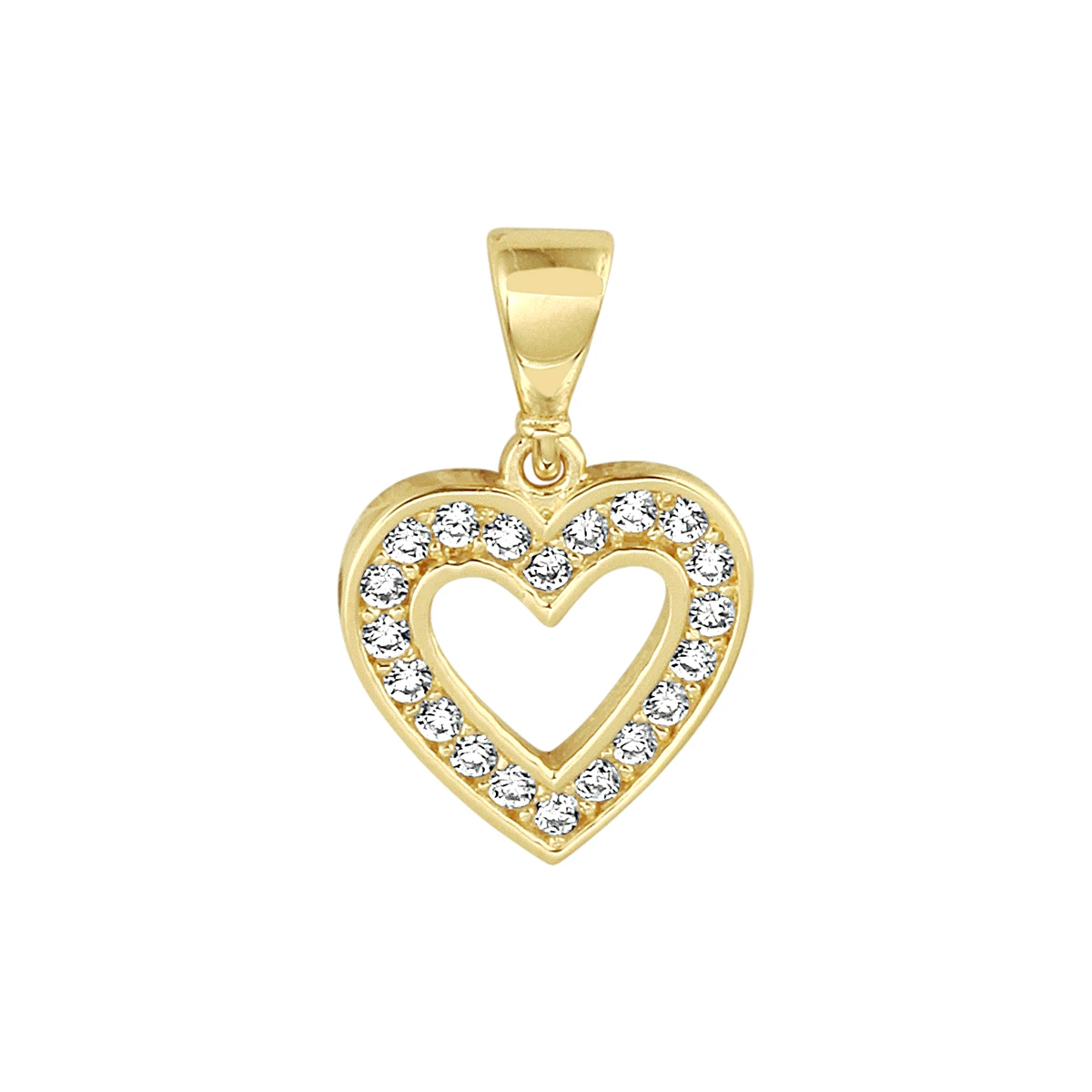 hanger hart zirkonia 14K geelgoud