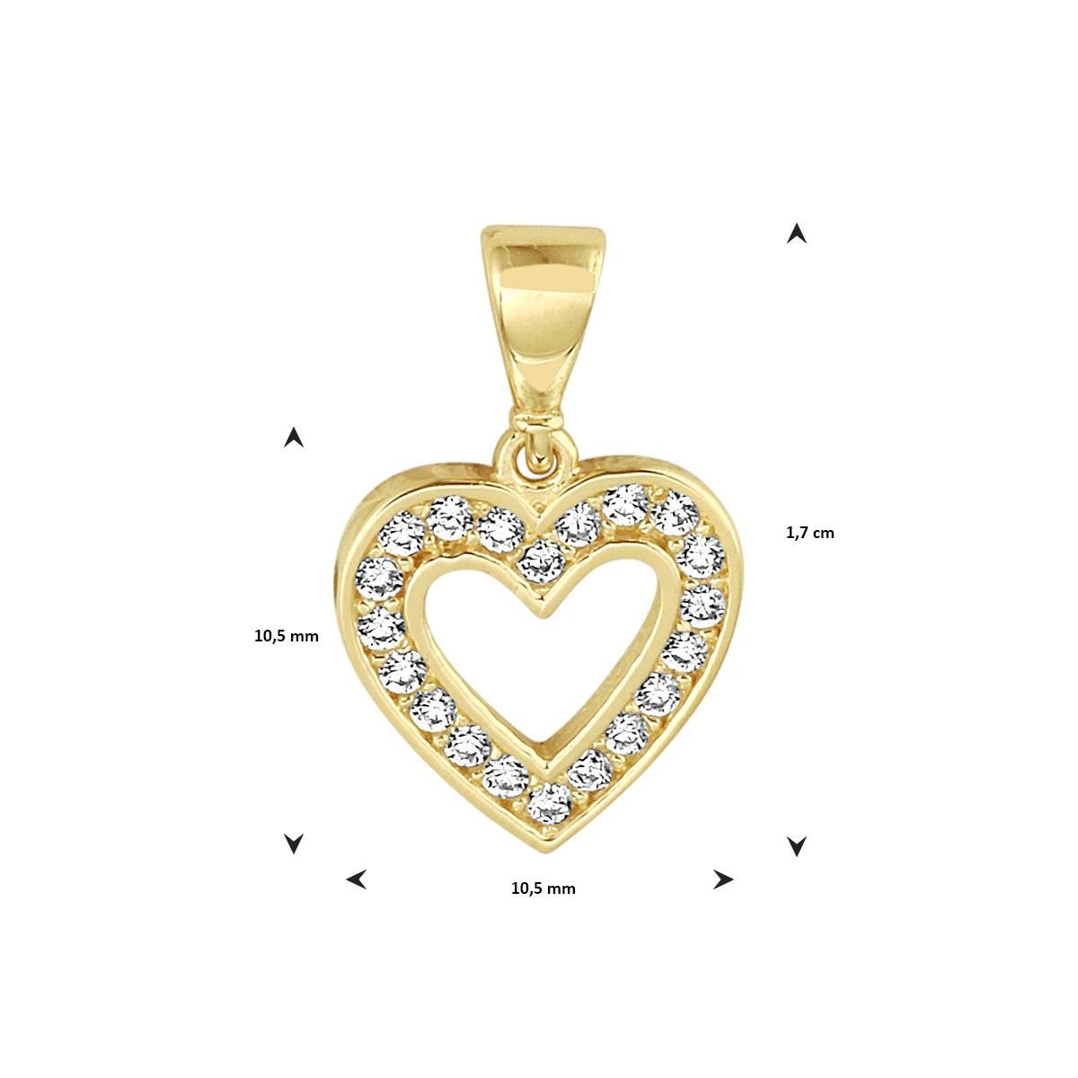 hanger hart zirkonia 14K geelgoud