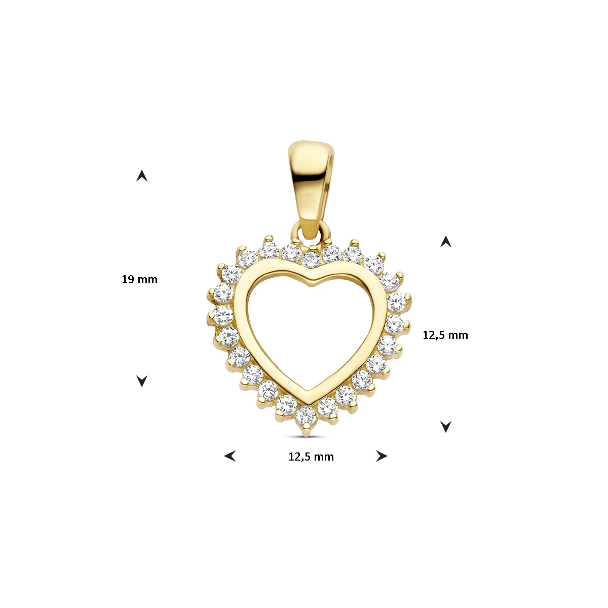 hanger hart zirkonia 14K geelgoud