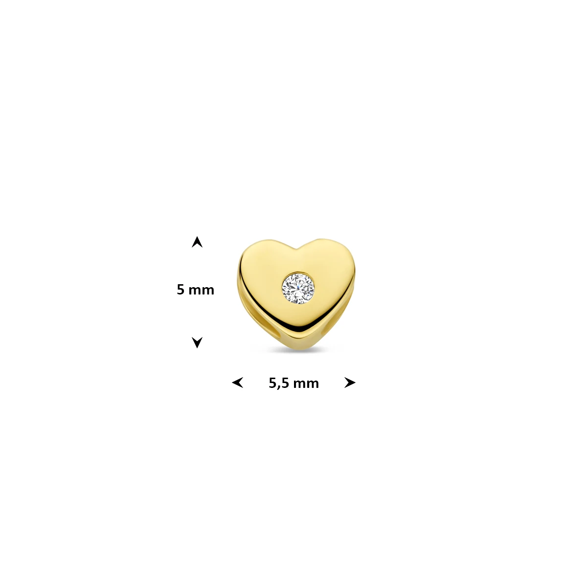 hanger hart zirkonia 5 mm 14K geelgoud