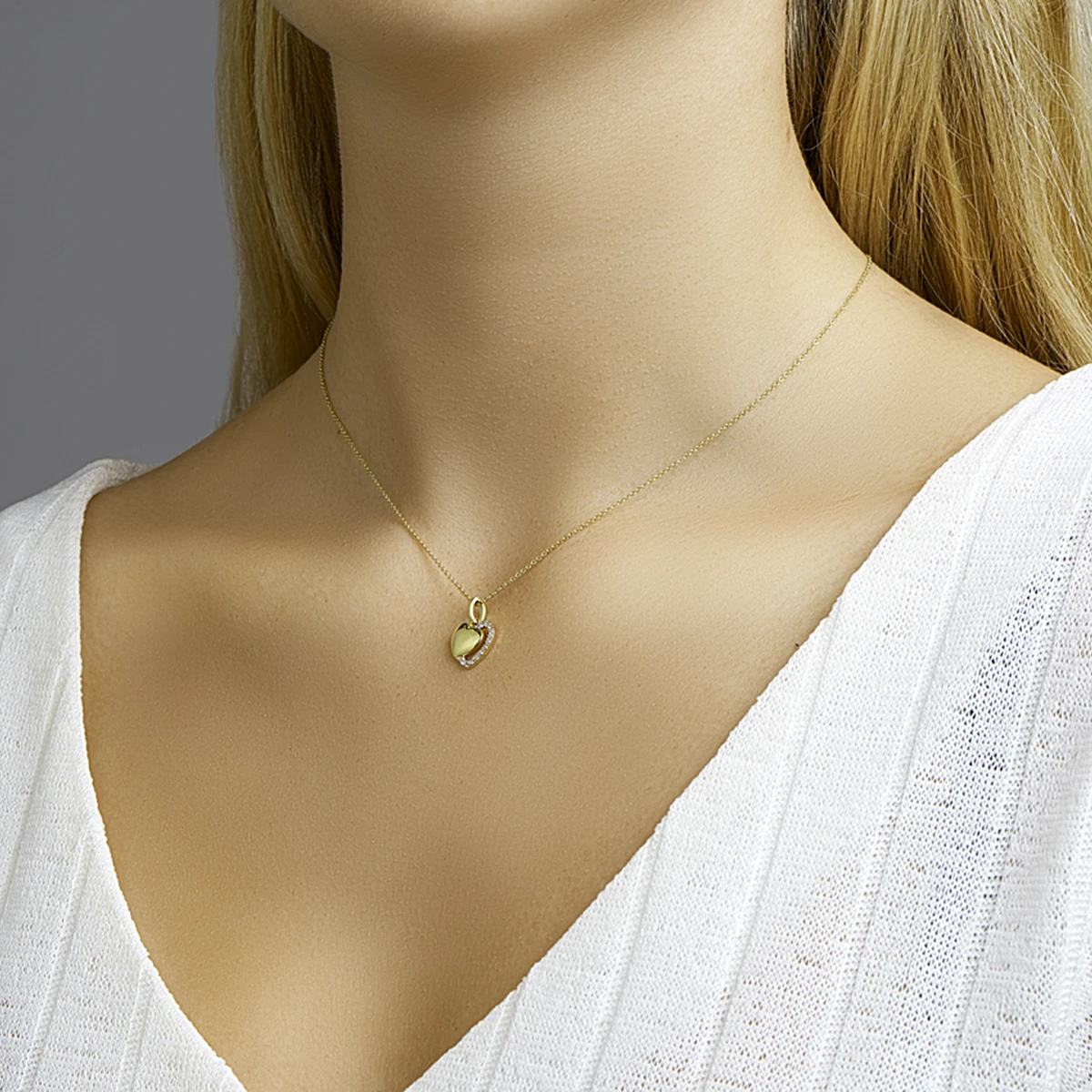 hanger hart zirkonia bicolor gestift 14K geelgoud