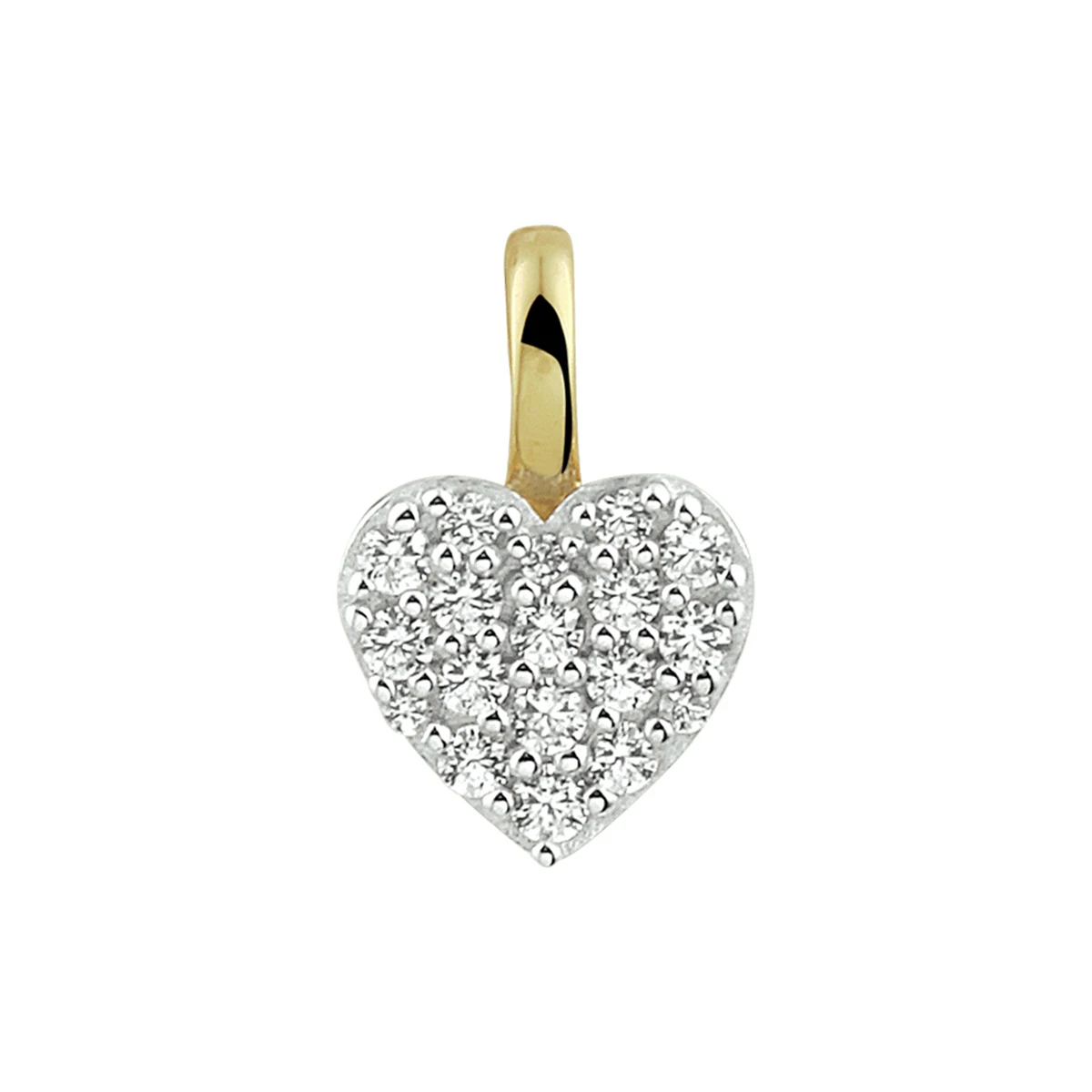 hanger hart zirkonia bicolor gestift 14K geelgoud