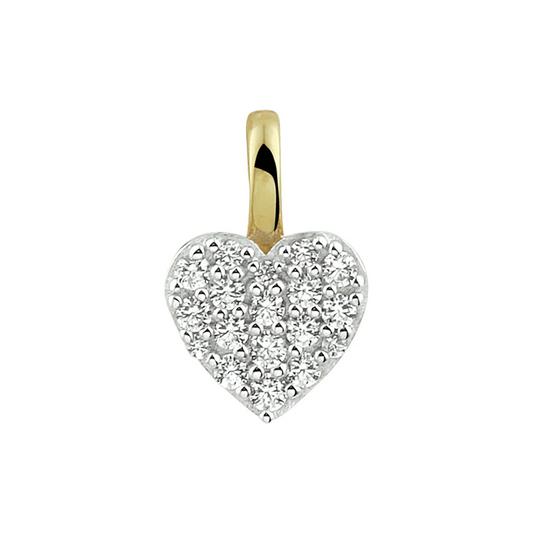 hanger hart zirkonia bicolor gestift 14K geelgoud