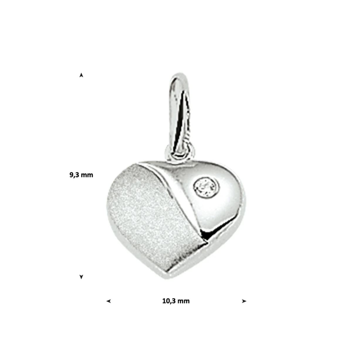 hanger hart zirkonia poli/mat zilver gerhodineerd