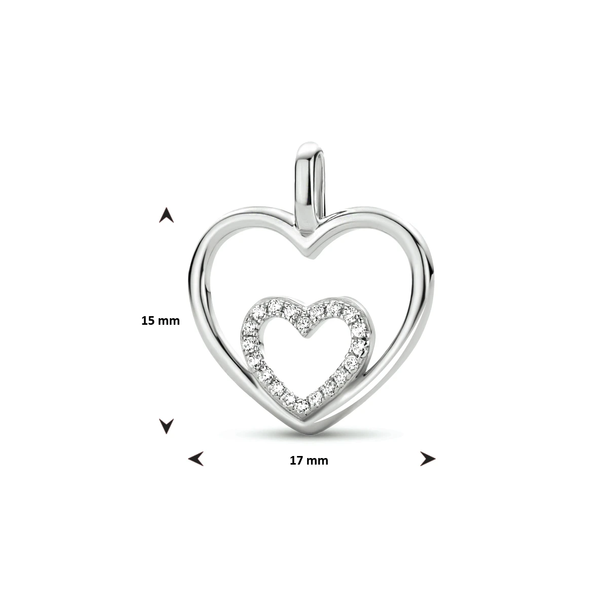 hanger hart zirkonia zilver gerhodineerd