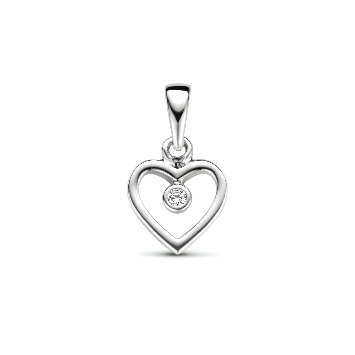 hanger hart zirkonia zilver gerhodineerd