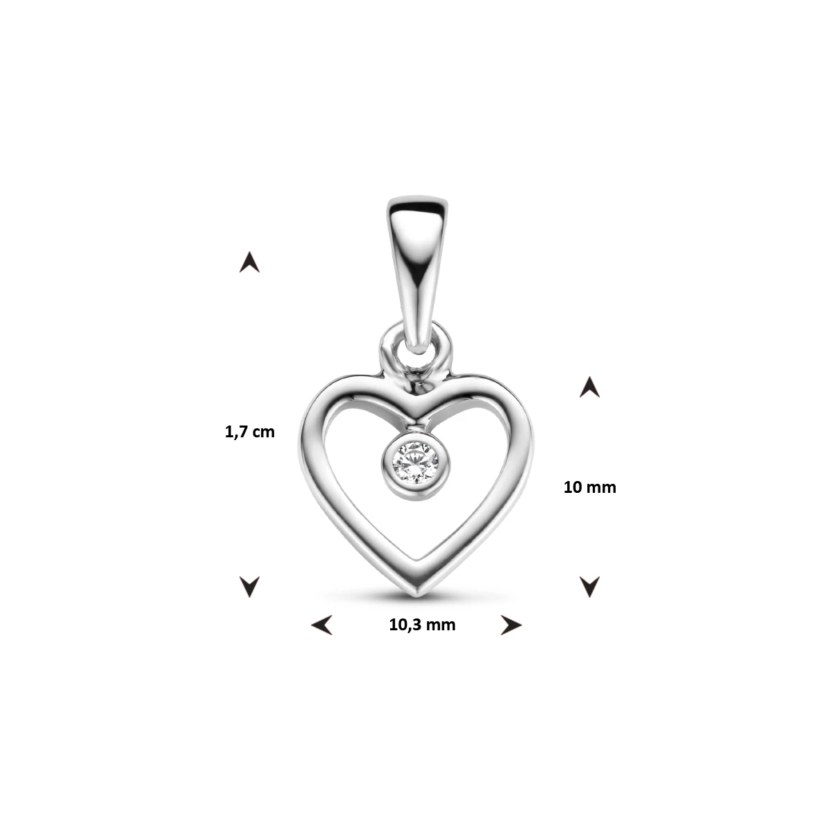 hanger hart zirkonia zilver gerhodineerd
