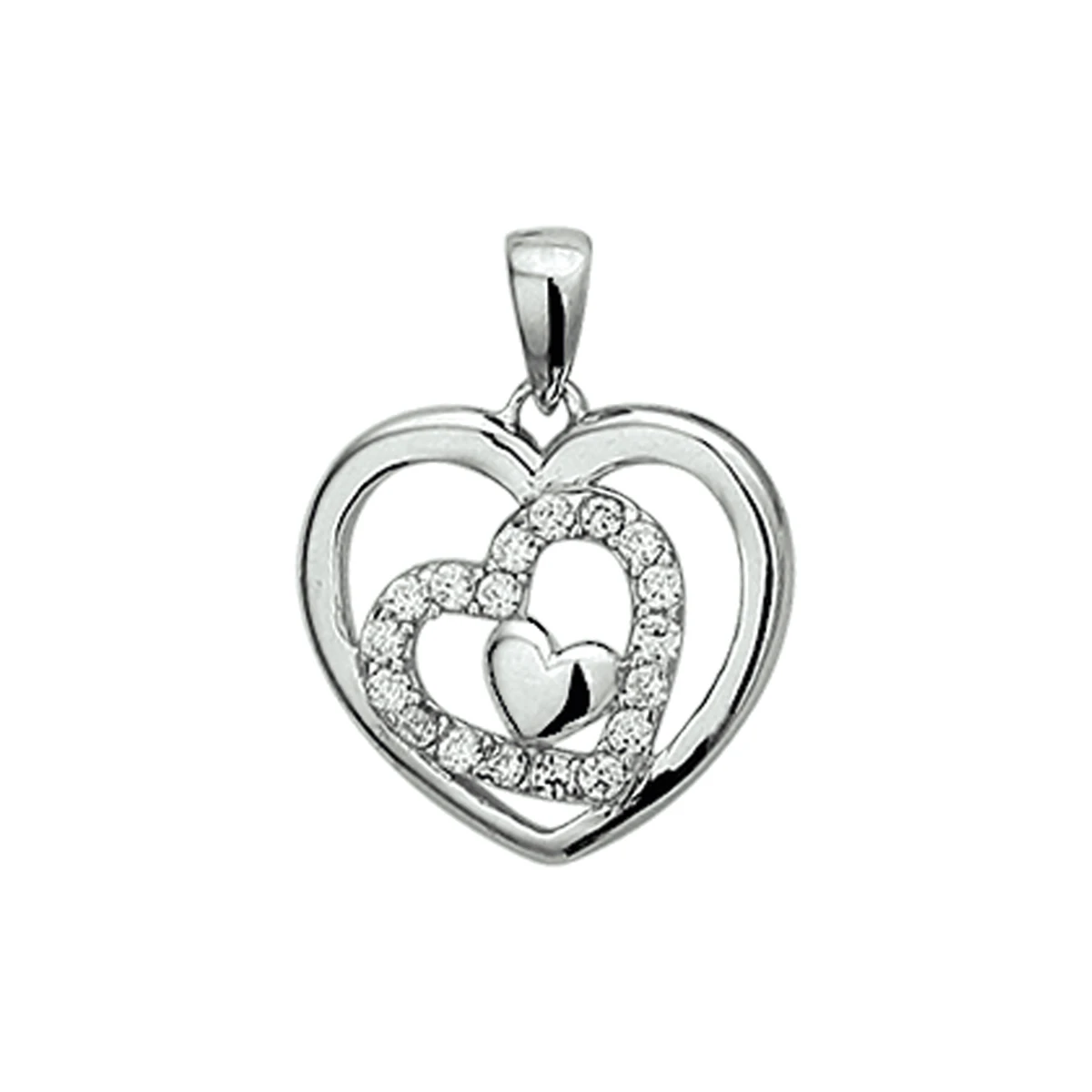 hanger hart zirkonia zilver gerhodineerd