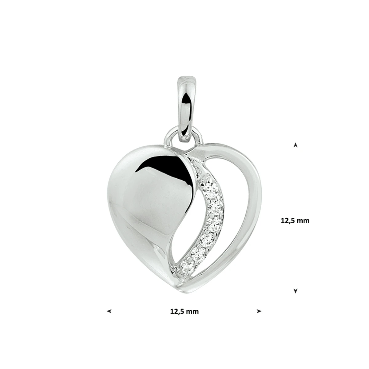 hanger hart zirkonia zilver gerhodineerd