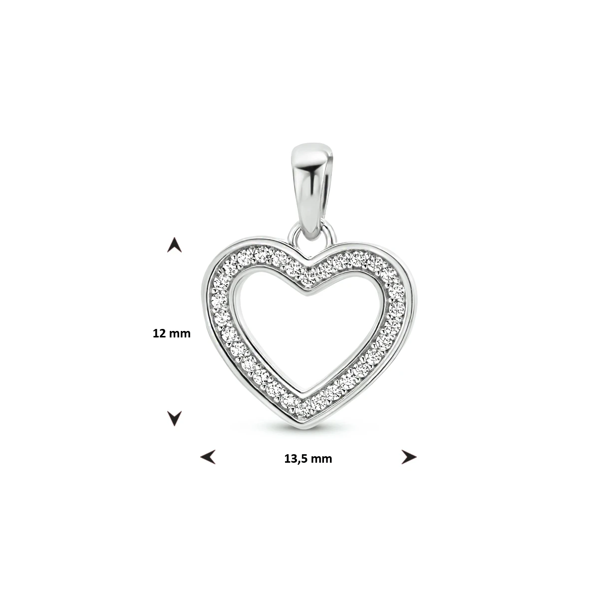 hanger hart zirkonia zilver gerhodineerd