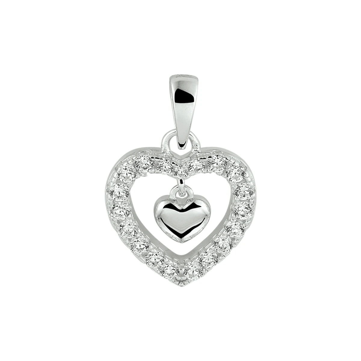 hanger hart zirkonia zilver gerhodineerd