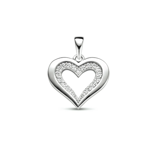 hanger hart zirkonia zilver gerhodineerd