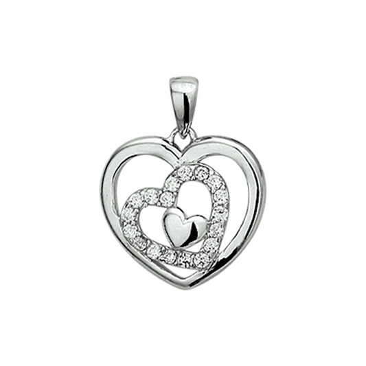 hanger hart zirkonia 14 mm zilver gerhodineerd