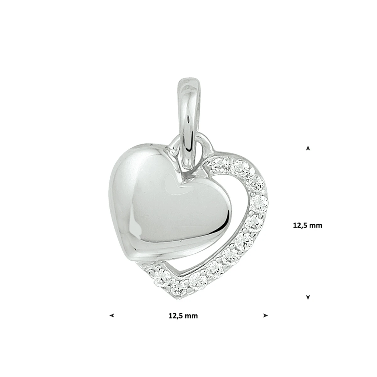 hanger hart zirkonia zilver gerhodineerd