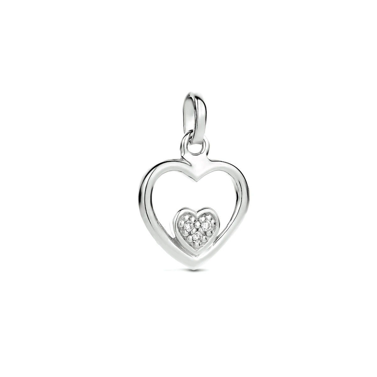 hanger hart zirkonia zilver gerhodineerd
